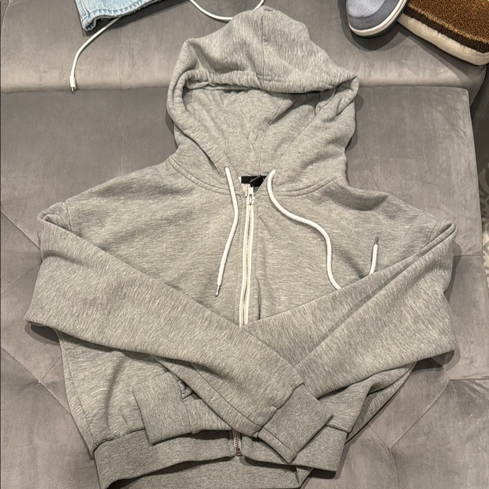 Gray Cropped Women's Hoodie